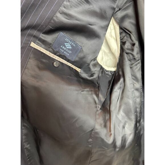 JOSEPH ABBOUD black with blue undertone 100% wool mens suit jacket blazer 48R - Picture 9 of 11